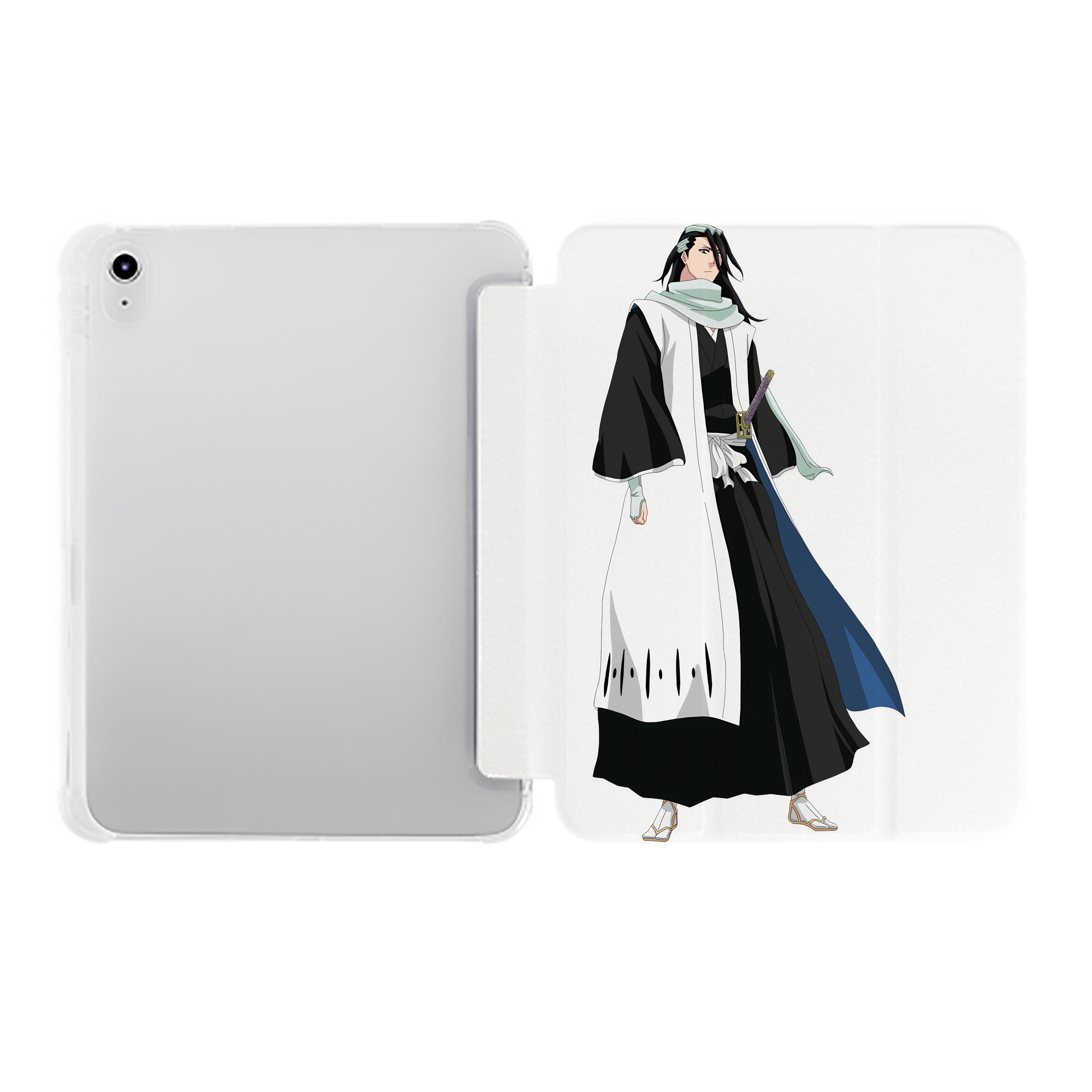 （画像用） ブリーチ くちき びゃくや BLEACH Kuchiki Byakuya IPad ケース ペン収納付き 三つ折りスタンド PUレザー×シリコン 対応機種9.5/10.5/10.9インチ